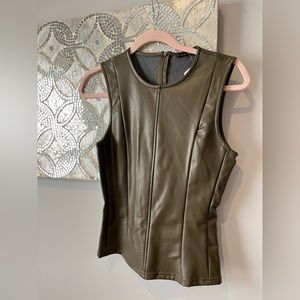 7 for all Mankind green faux leather tank